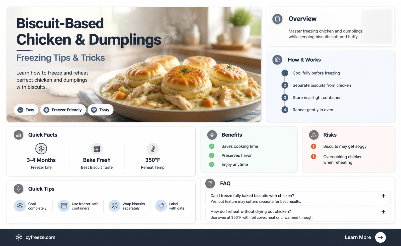 can you freeze chicken and dumplings made with biscuits