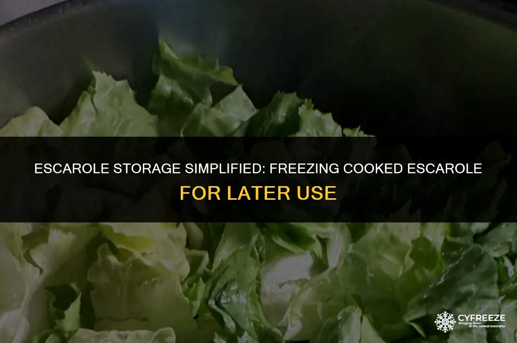 can i freeze cooked escarole