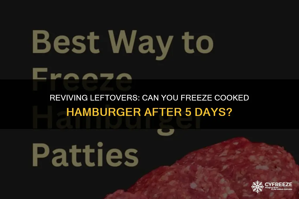 can i freeze cooked hamburger after 5 days