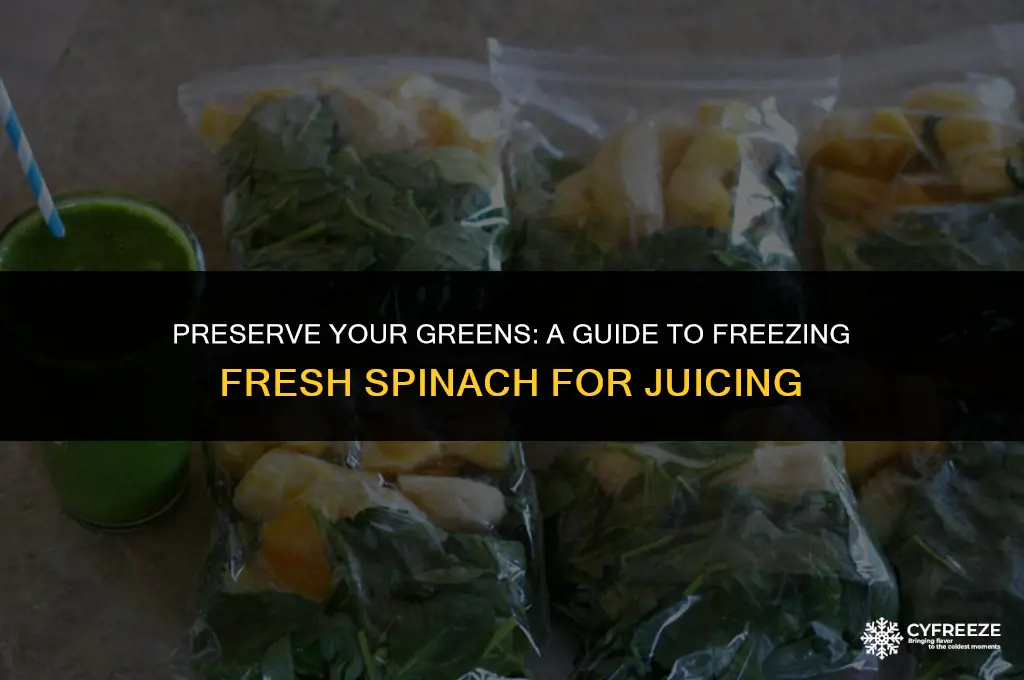 can i freeze fresh spinach for juicing