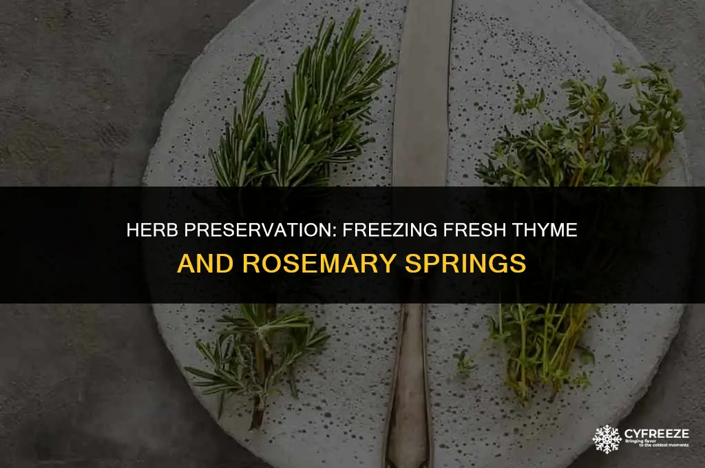 can i freeze springs of fresh thyme and rosemary