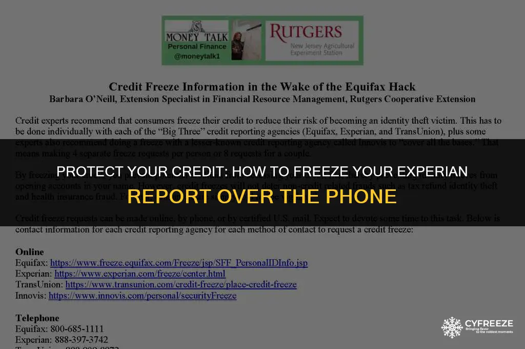 can i put experian credit freeze over the phone