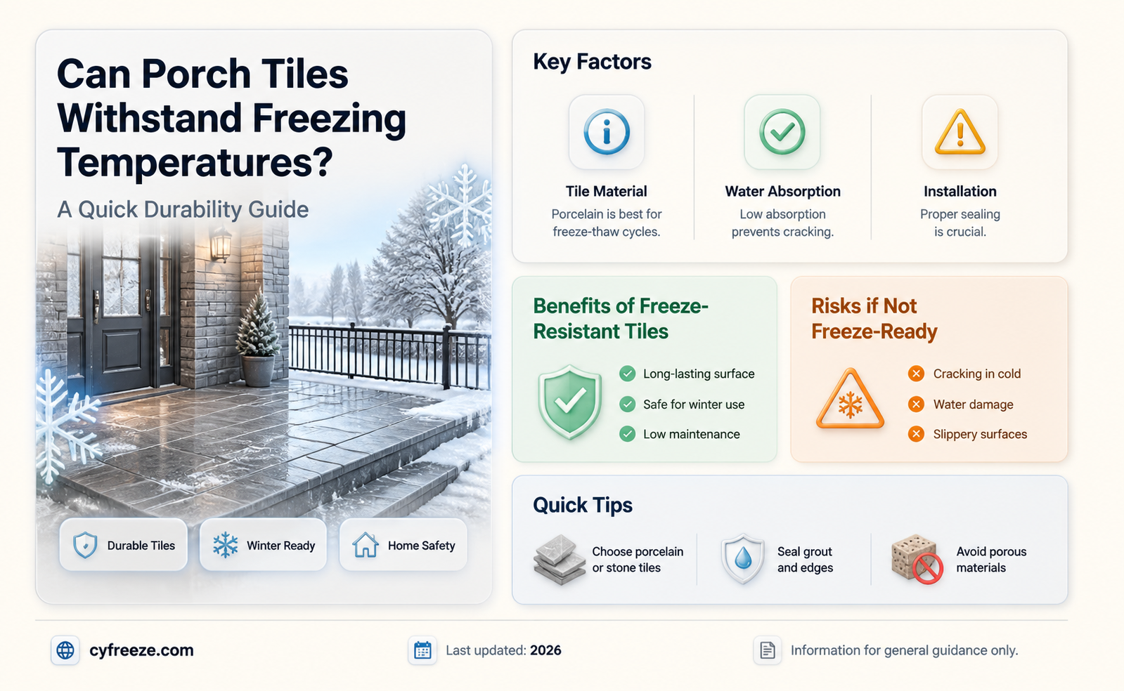can tile tolerate freezing temperatures on a porch