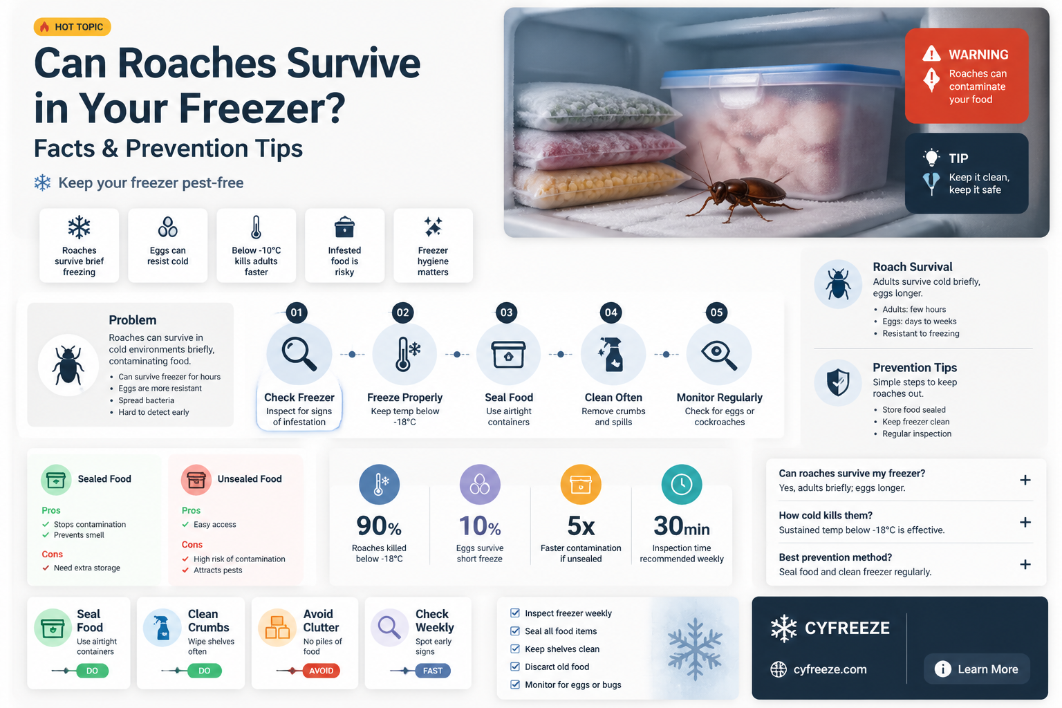 can roaches get in my freezer