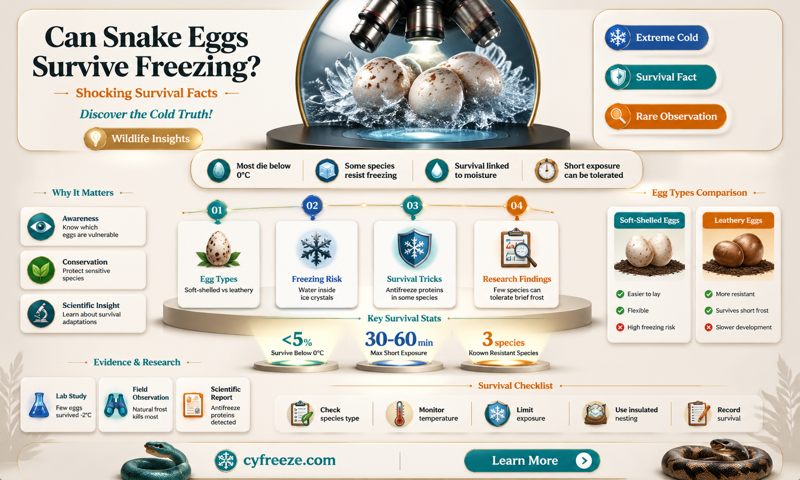 can snake eggs survive freezing