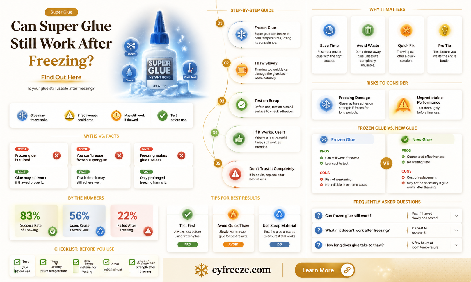 can super glue be used after it freezes