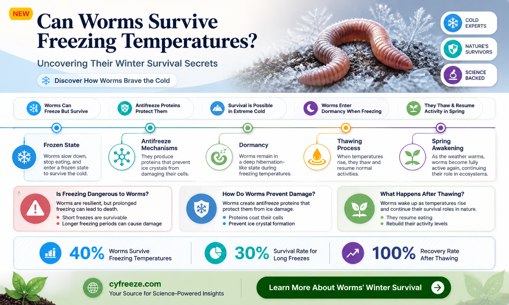 can worms survive freezing temperatures