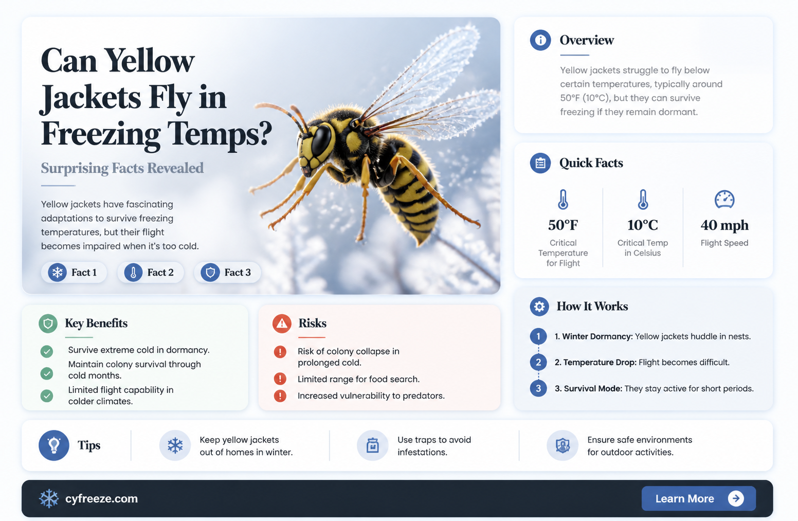 can yellow jackets fly when temperature is below freezing