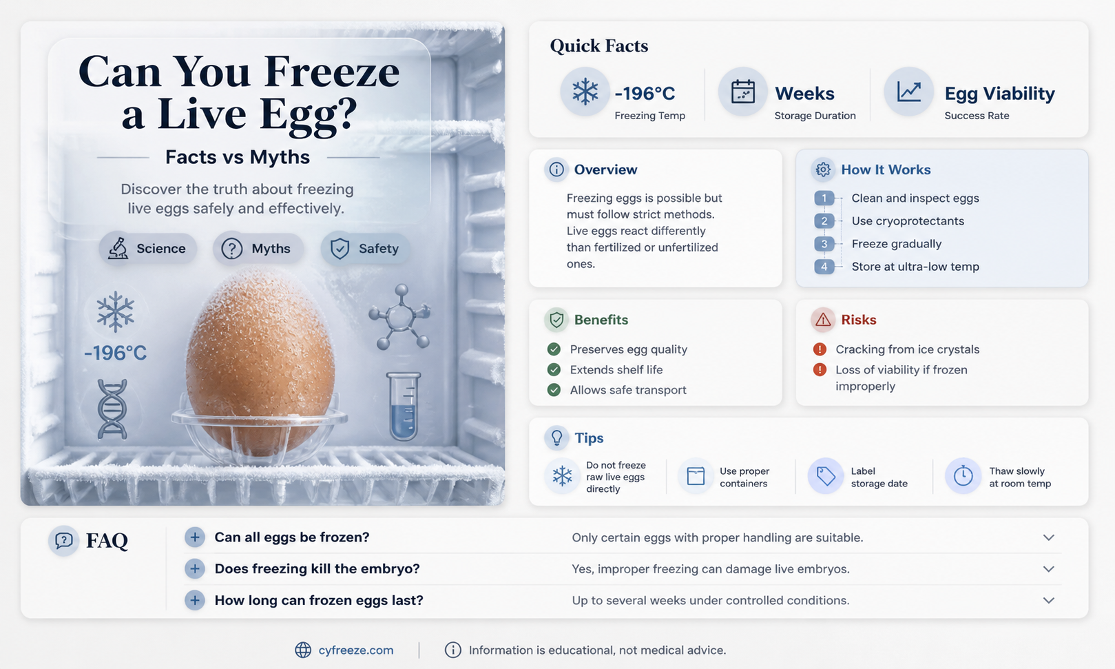 can you freeze a live egg