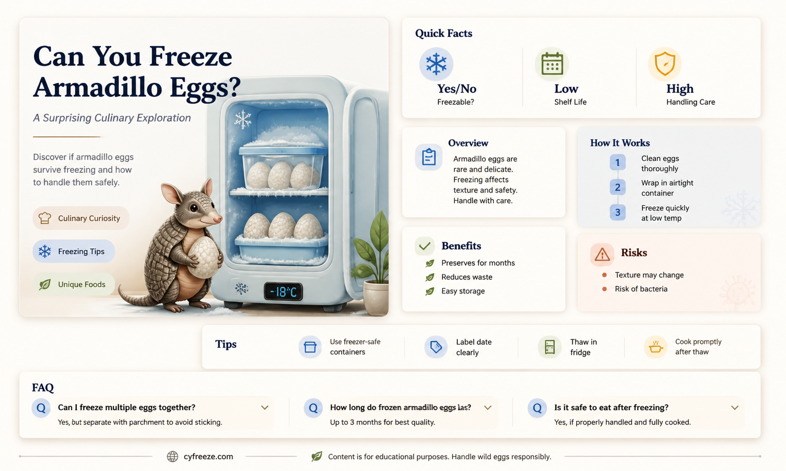 can you freeze armadillo eggs