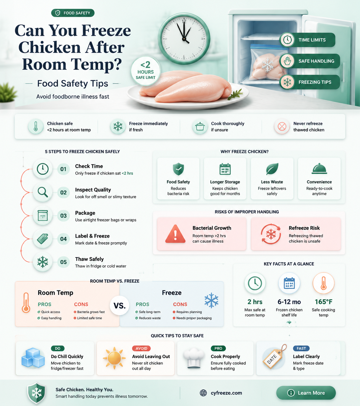 can you freeze chicken after its been at room temperature