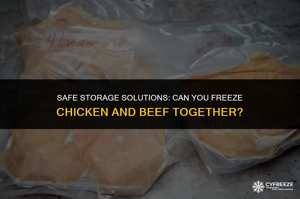 can you freeze chicken and beef together