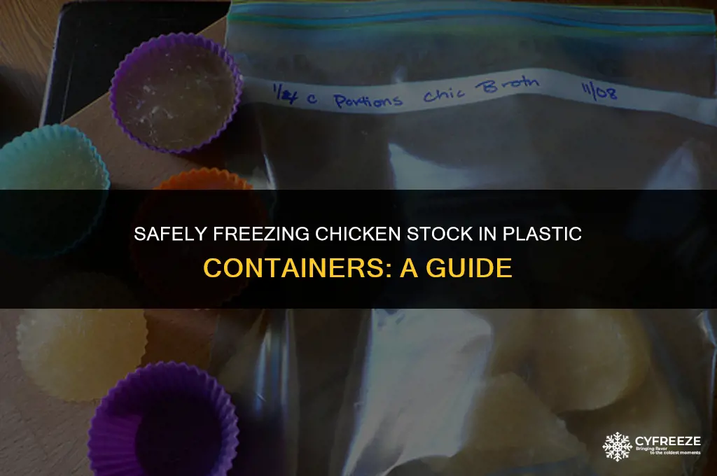 can you freeze chicken stock in plastic container