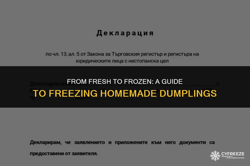 can you freeze fresh dumplings