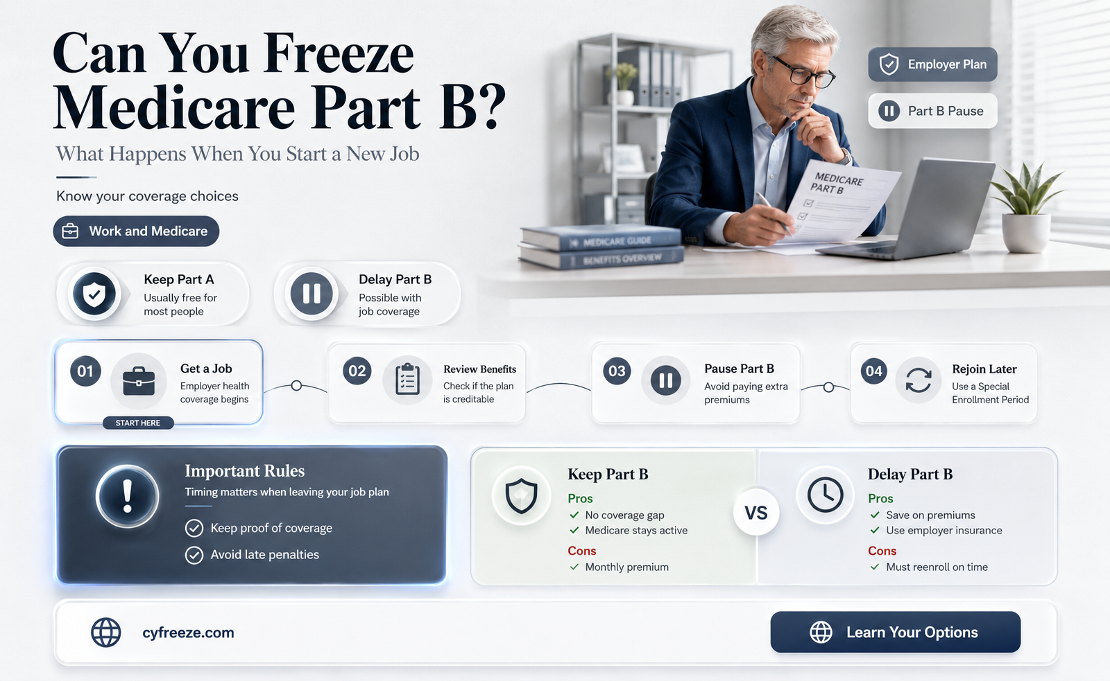 can you freeze medicare b i you get a job