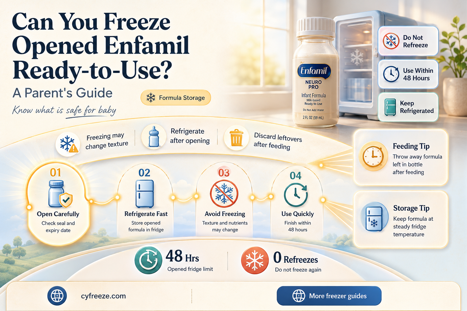 can you freeze opened enfamil ready to use