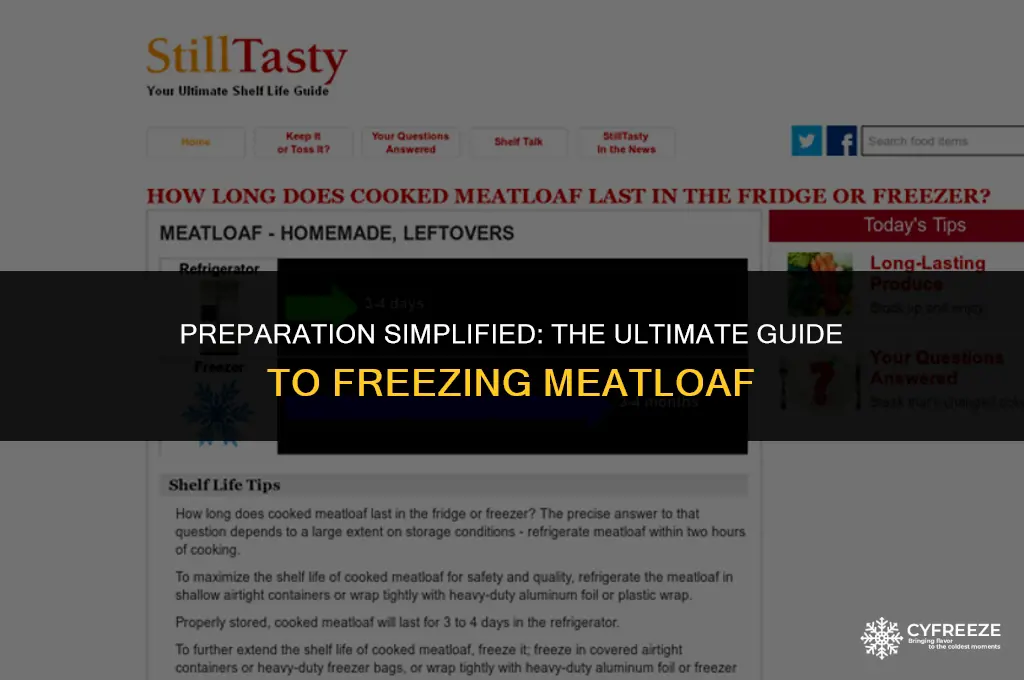 can you pre make meatloaf and freeze it