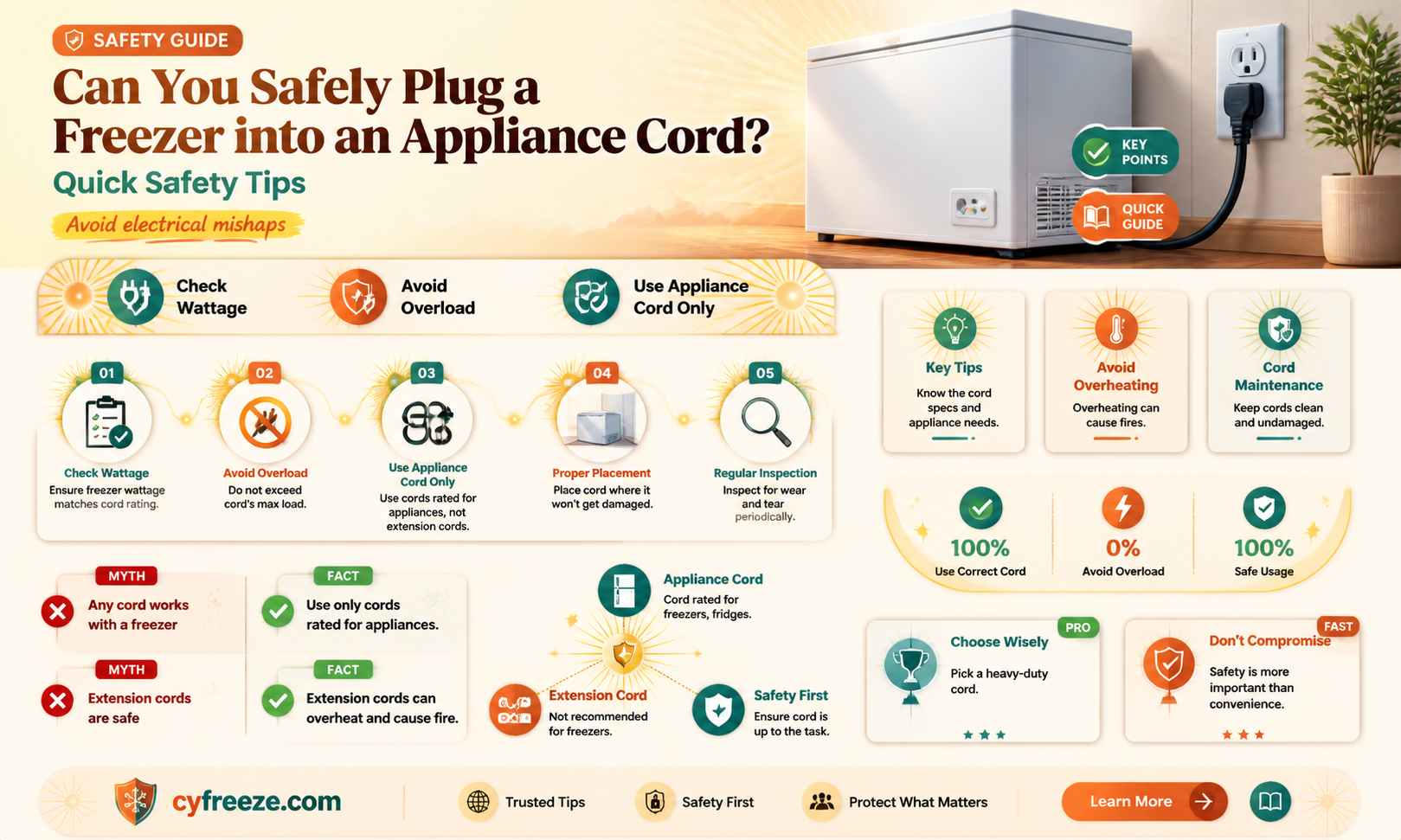 can u plug in a freezer using an appliance cord