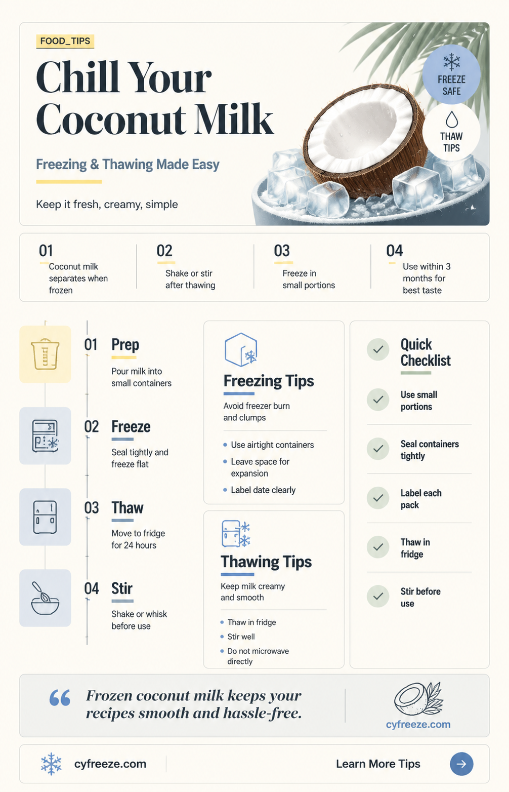 can you freeze coconut milk in the fridge