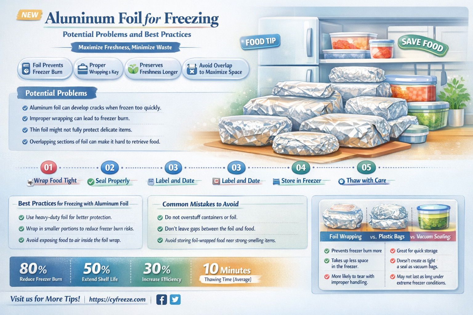 are there problems when using aluminum foil to freeze food