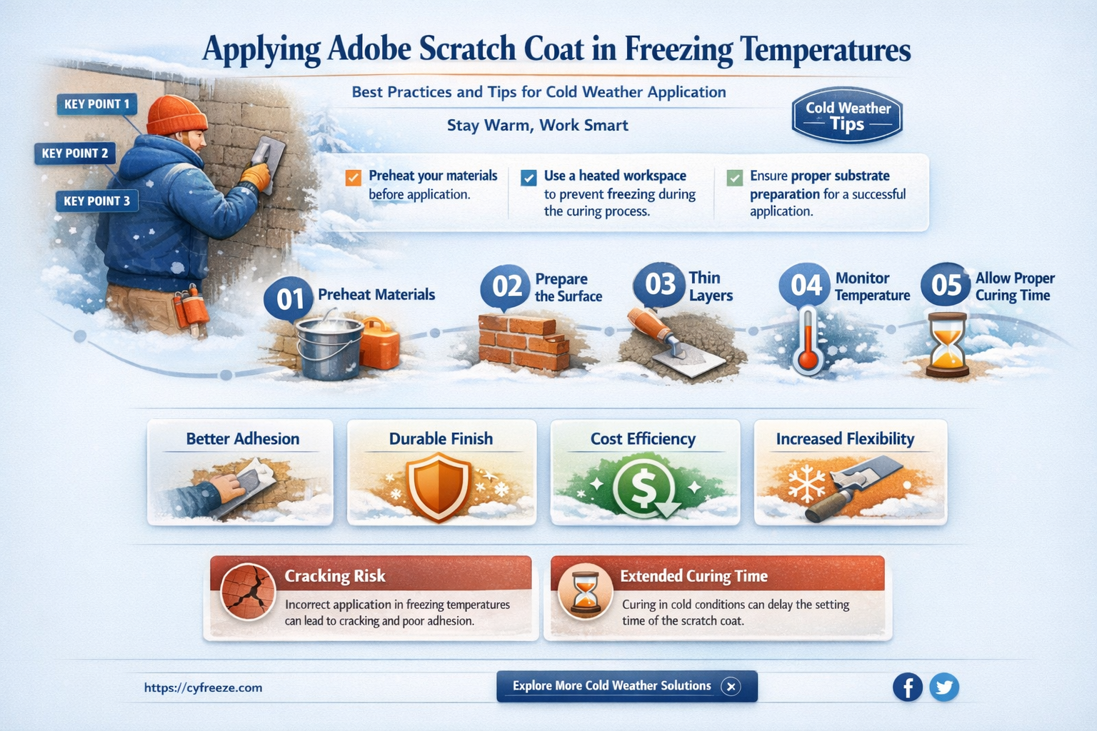 can adobe scratch coat be done in freezing temperatures