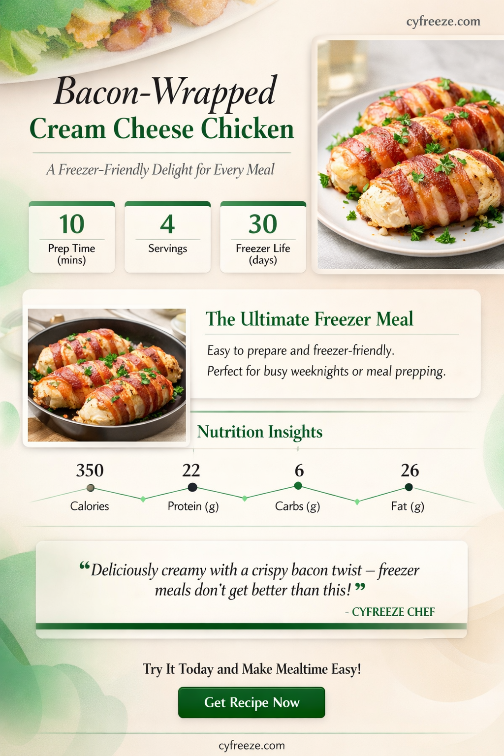 can i freeze bacon wrapped cream cheese chicken