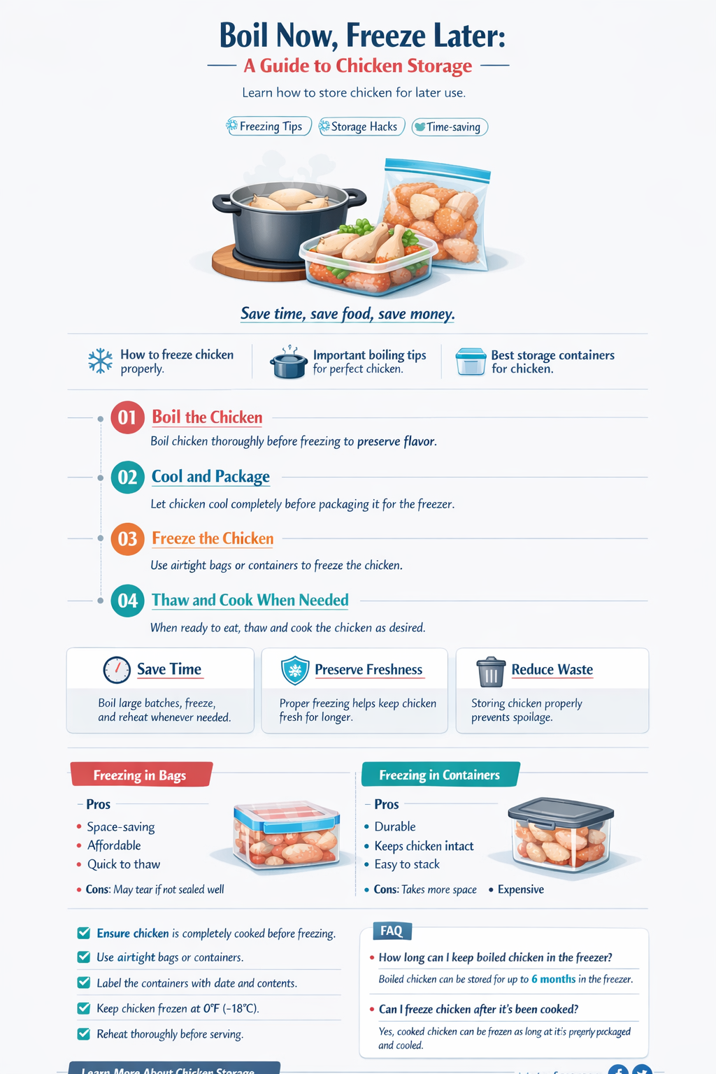 can i boil chicken then freeze for later date