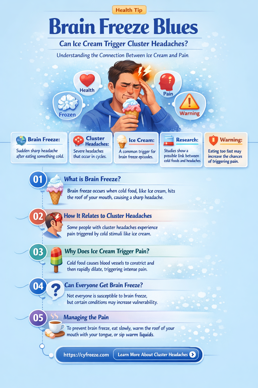 can brain freeze from ice cream trigger cluster headaches