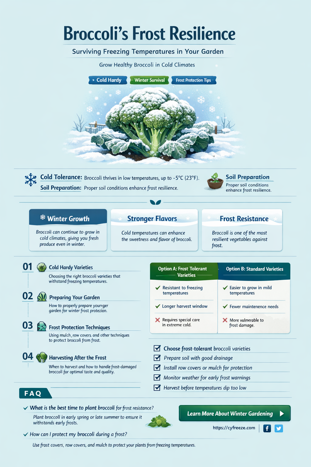 can broccoli plants withstand freezing temperatures
