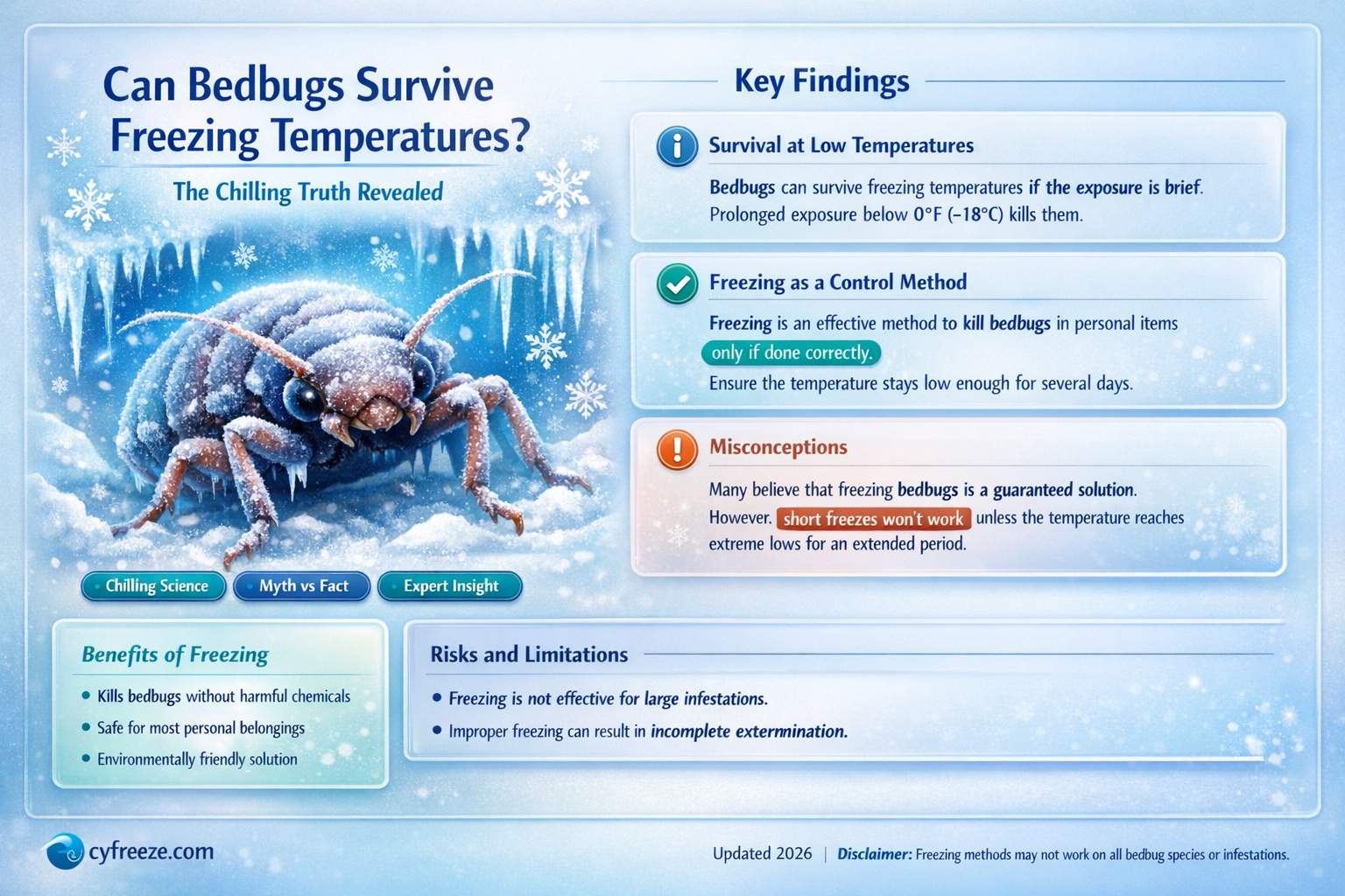 can bedbugs survive freezing temperatures
