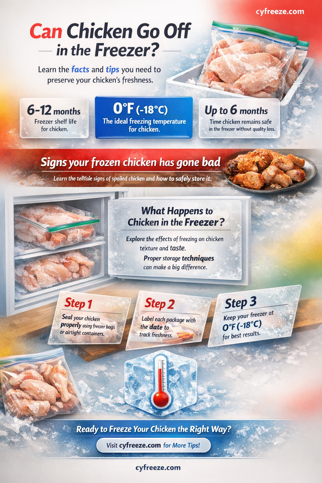 can chicken go off in the freezer