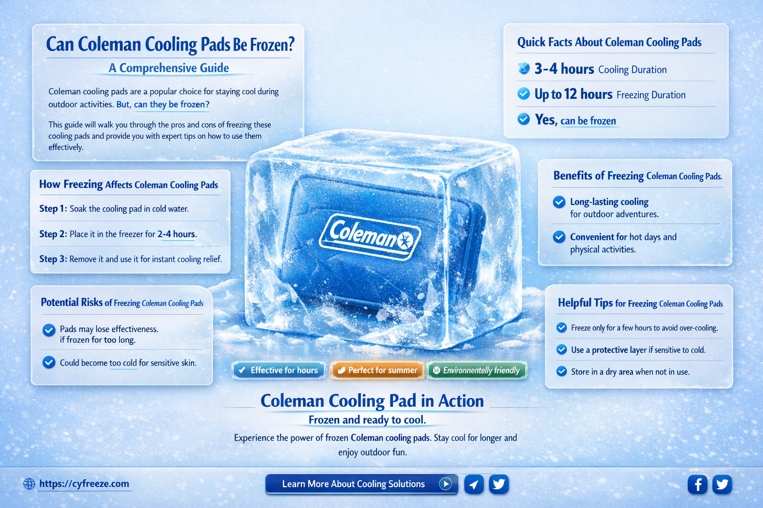 can coleman cooling pad be put in the freezer