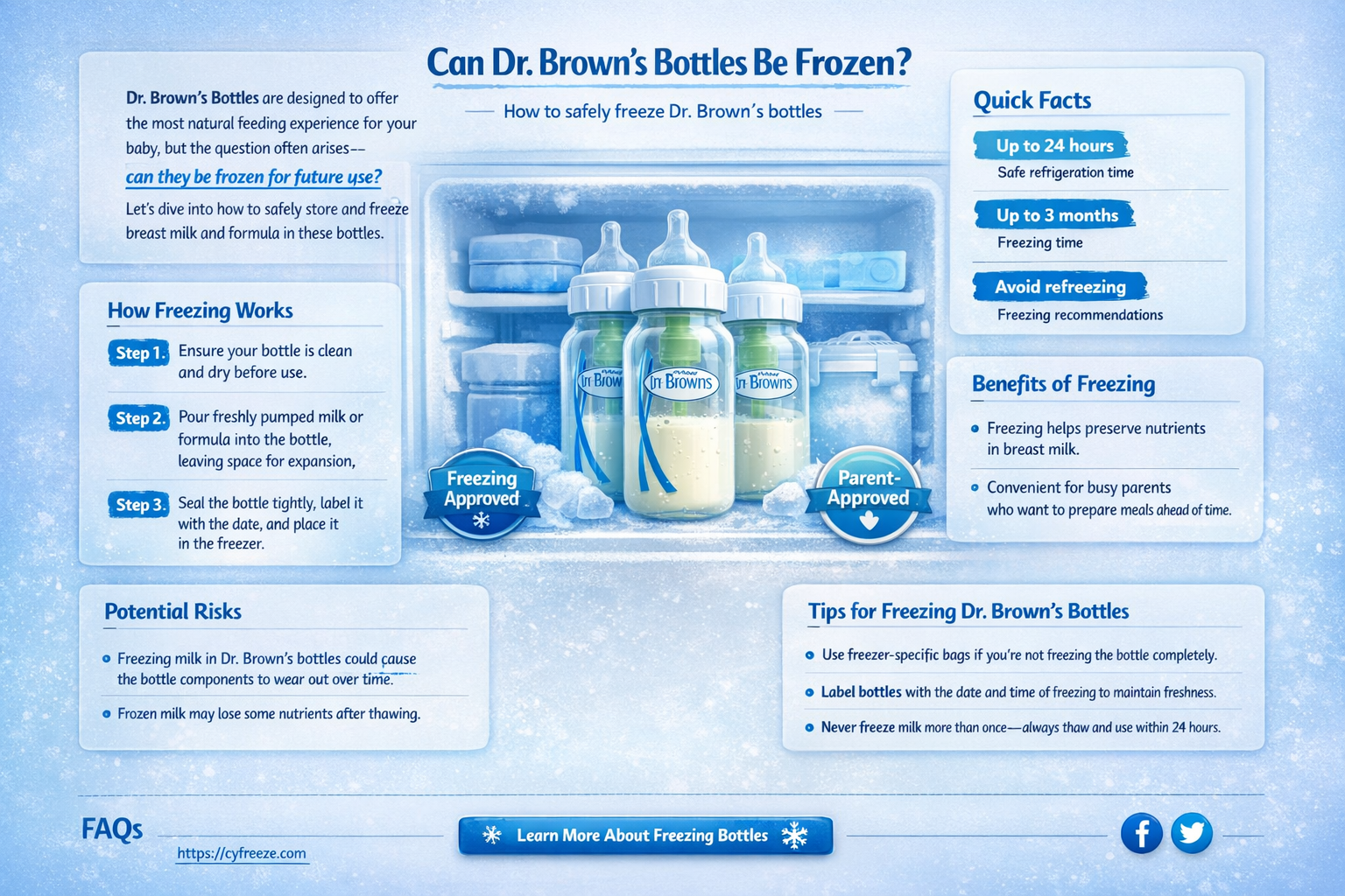 can dr browns bottles be put in the freezer