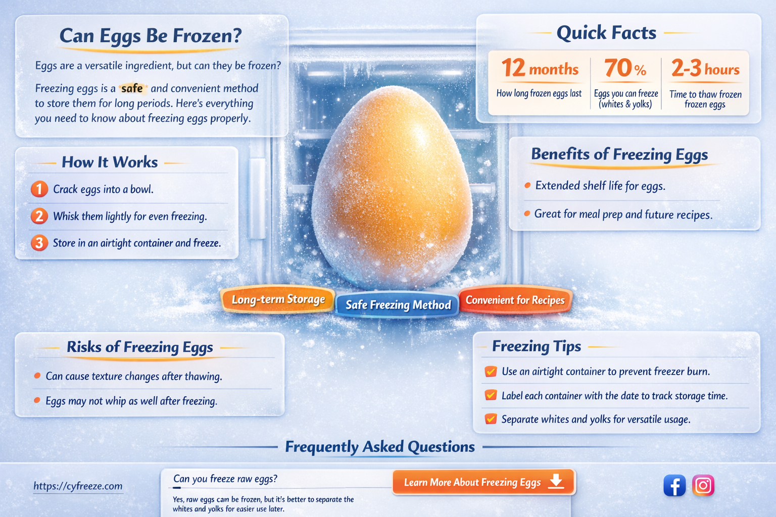 can eggs be frozen in the freezer