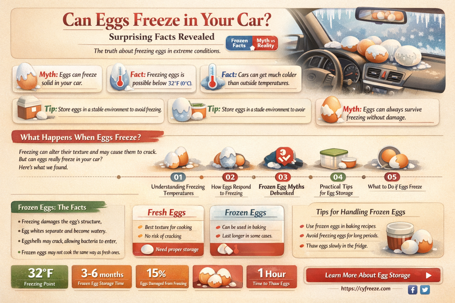 can eggs freeze in the car