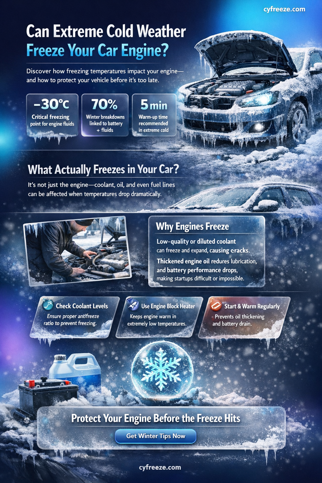 can my car engine freeze in low temperature