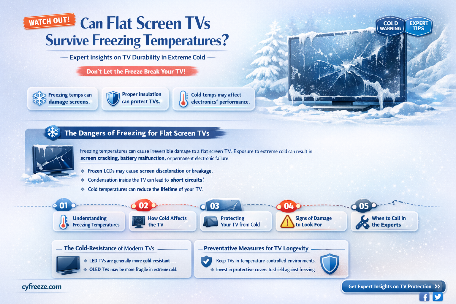 can a flat screen tv withstand freezing temperatures