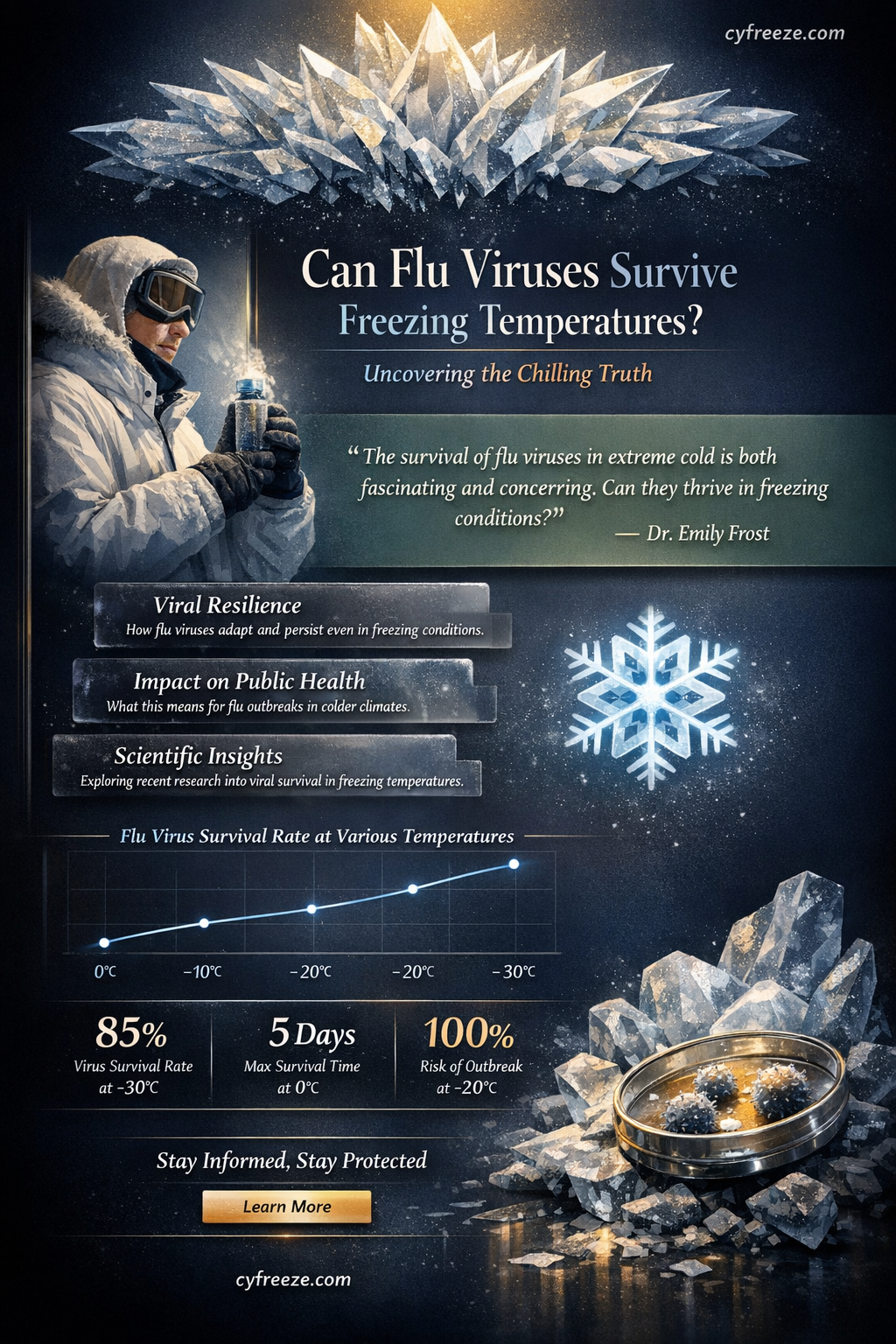 can flu virus survive freezing temperatures