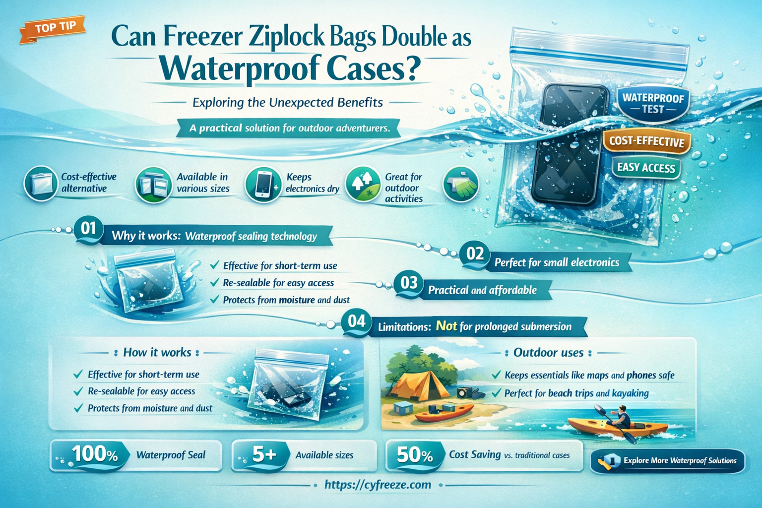 can freezer ziplock be used for as waterproof case