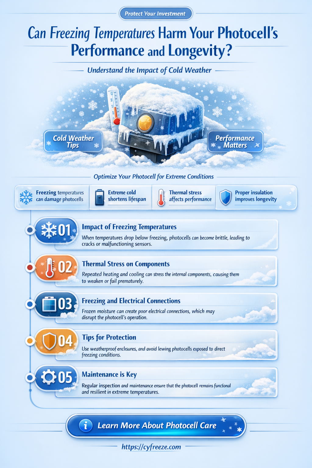 can freezing temperatures damage a photocell