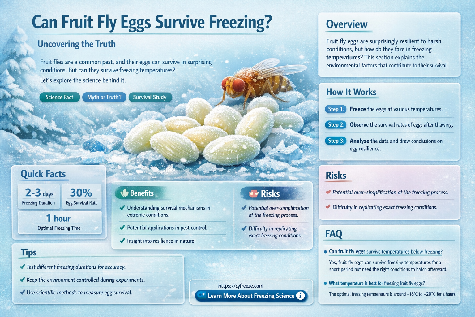can fruit fly eggs survive freezing