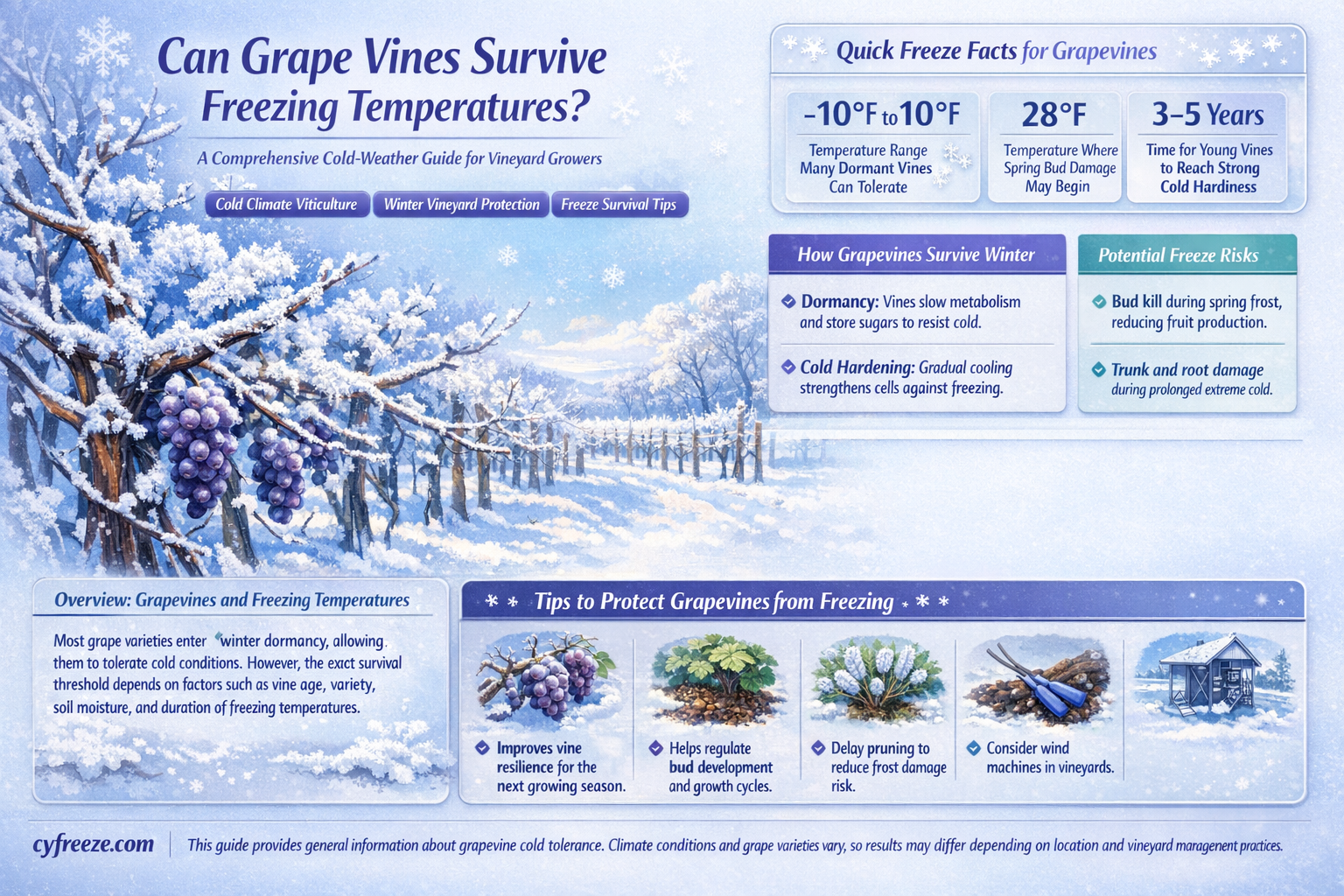 can grape vines take freezing temperatures