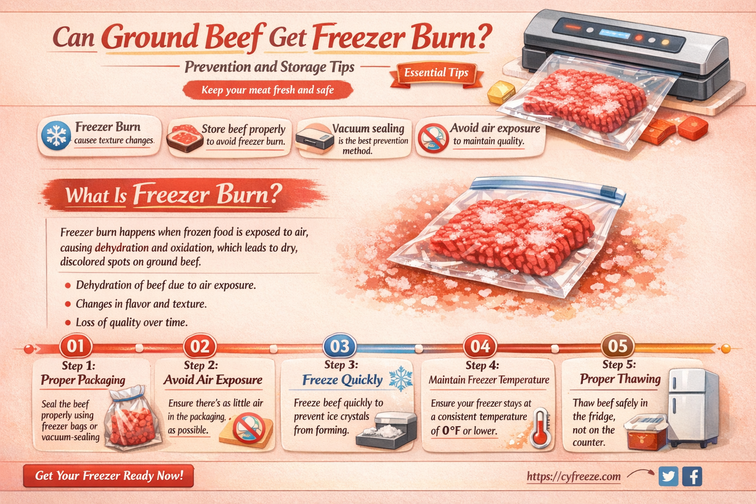 can ground beef get freezer burn