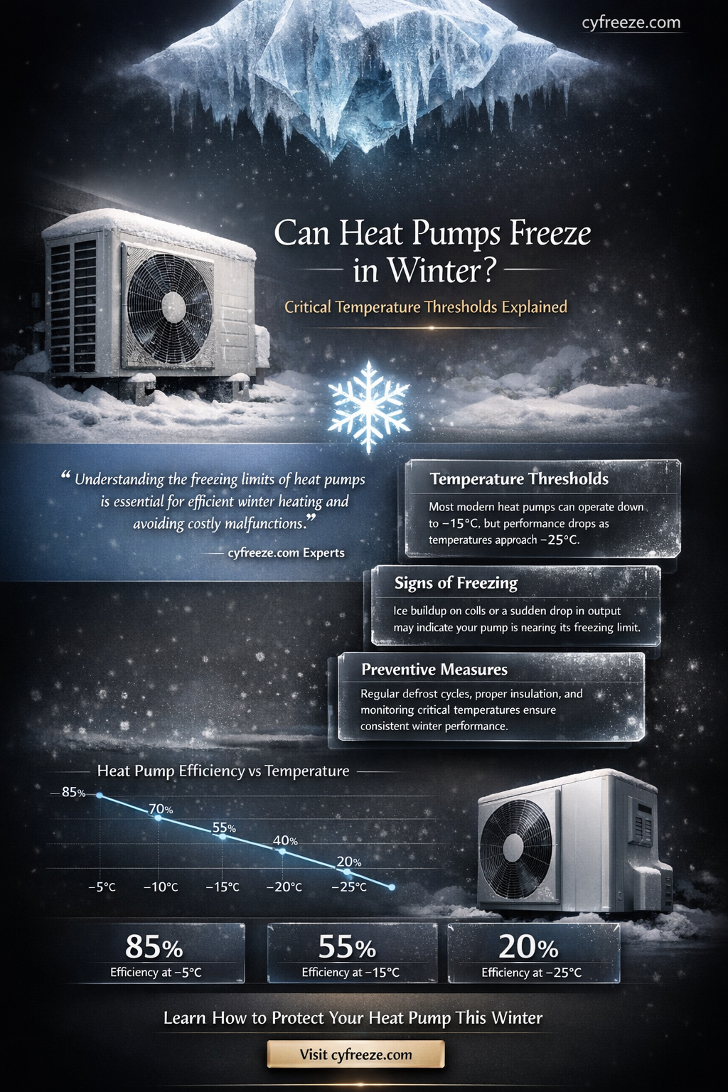 can a heat pump freeze in winter at what temperature