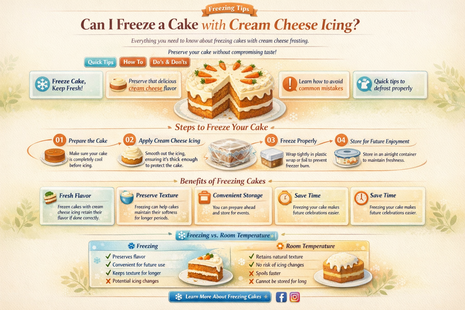 can i freeze a cake with cream cheese iceing