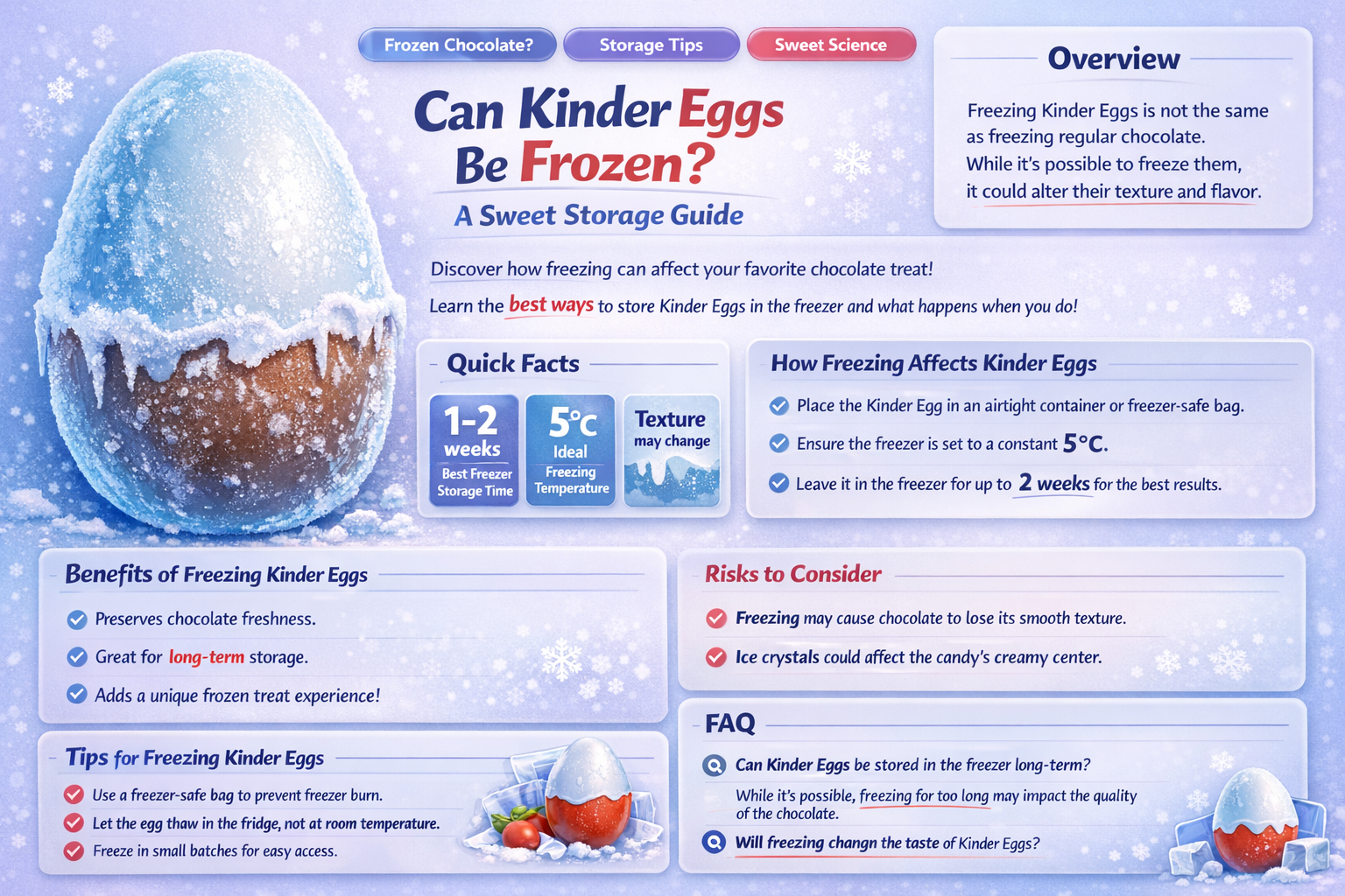 can kinder eggs be placed in freezer
