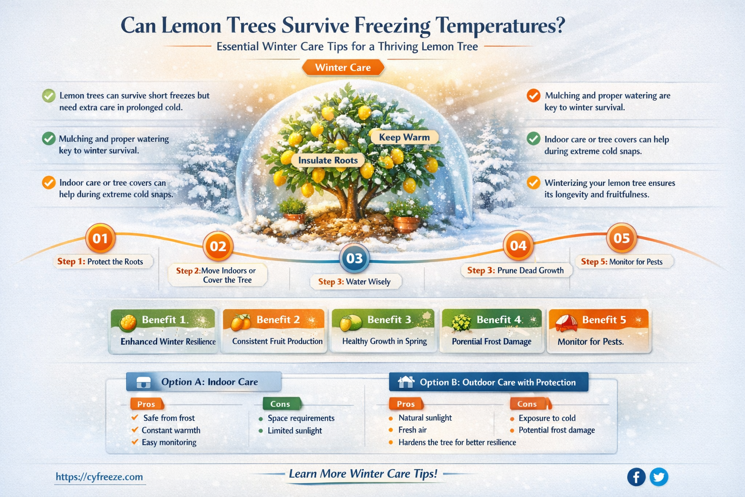 can lemon trees survive freezing temperatures