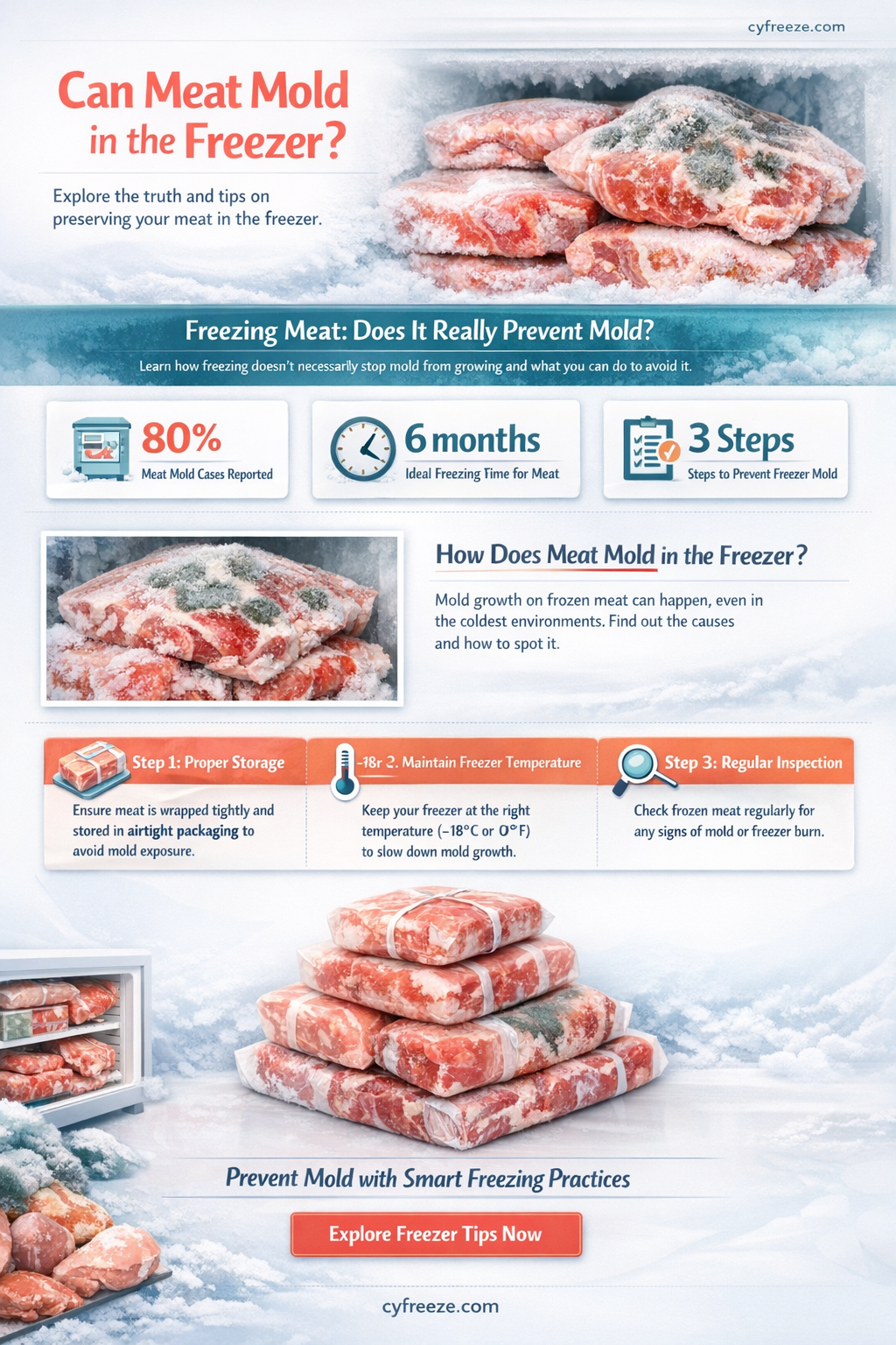 can meat get molds in the freezer