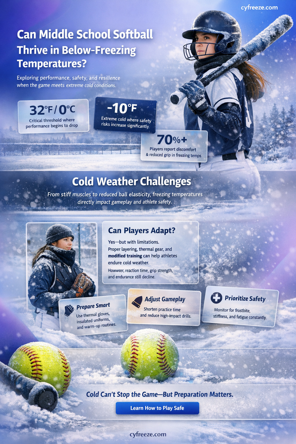 can middle school softball be played in beliw freezing temperatures