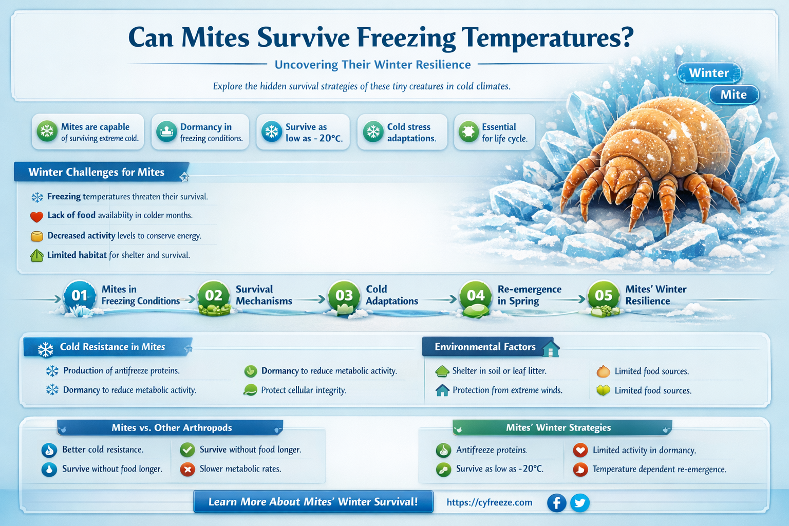 can mites survive freezing temperatures